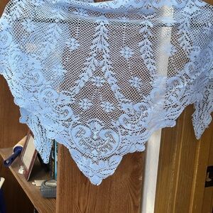 Women’s vintage fashion scarf. Beautiful blue lacey